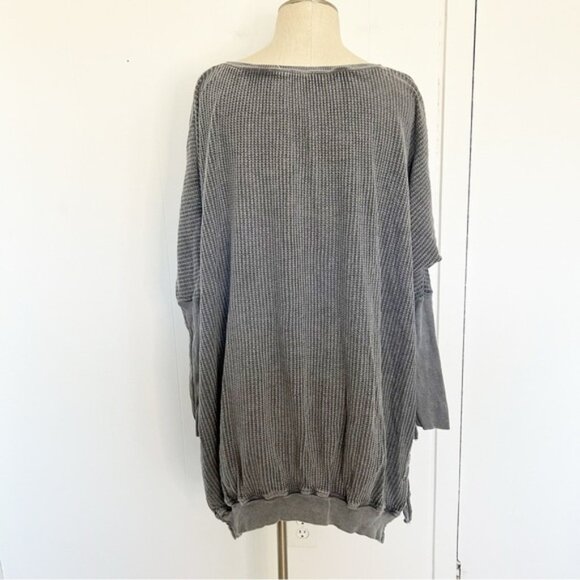Free People FP One Interlaken‎ Tunic Waffle Oversized Grey Small - Picture 6 of 10